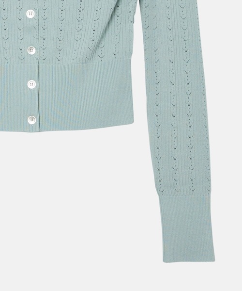 LE CIEL BLEU（ルシェルブルー）の「リブドアイレットカーディガン / Ribbed Eyelet Cardigan（ニット/セーター・レディース・ピンク/ライトブルー・36）」の8枚目の写真