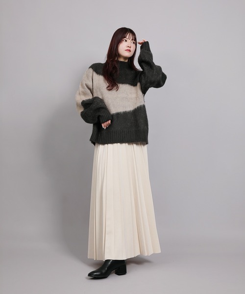 aimoha(アイモハ)の「配色起毛モックネックニット(ニット/セーター・レディース・グレイッシュベージュ/グレー/ダークグレー・FREE)」の16枚目の写真