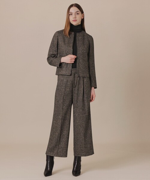 MACKINTOSH LONDON（マッキントッシュ ロンドン）の「【WEB・一部店舗限定】カラーネップヘリンボンジャケット（ノーカラージャケット・レディース・ダークブラウン・38/40）」の9枚目の写真