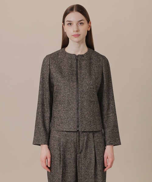 MACKINTOSH LONDON（マッキントッシュ ロンドン）の「【WEB・一部店舗限定】カラーネップヘリンボンジャケット（ノーカラージャケット・レディース・ダークブラウン・38/40）」の7枚目の写真