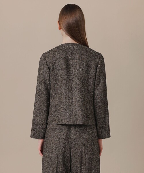 MACKINTOSH LONDON（マッキントッシュ ロンドン）の「【WEB・一部店舗限定】カラーネップヘリンボンジャケット（ノーカラージャケット・レディース・ダークブラウン・38/40）」の5枚目の写真