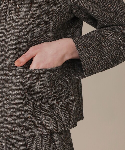 MACKINTOSH LONDON（マッキントッシュ ロンドン）の「【WEB・一部店舗限定】カラーネップヘリンボンジャケット（ノーカラージャケット・レディース・ダークブラウン・38/40）」の4枚目の写真