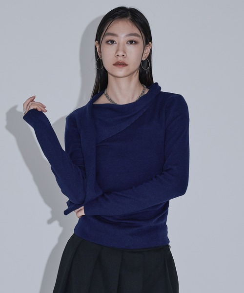 Ellno de Mavie（エルノデメヴィ）の「カットアウトアシメニット（ニット/セーター・レディース・ブルー/ブラック/レッド・FREE）」の13枚目の写真