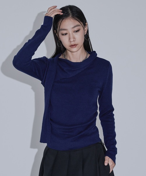 Ellno de Mavie（エルノデメヴィ）の「カットアウトアシメニット（ニット/セーター・レディース・ブルー/ブラック/レッド・FREE）」の14枚目の写真