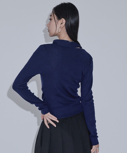 Ellno de Mavie（エルノデメヴィ）の「カットアウトアシメニット（ニット/セーター・レディース・ブルー/ブラック/レッド・FREE）」の18枚目の写真