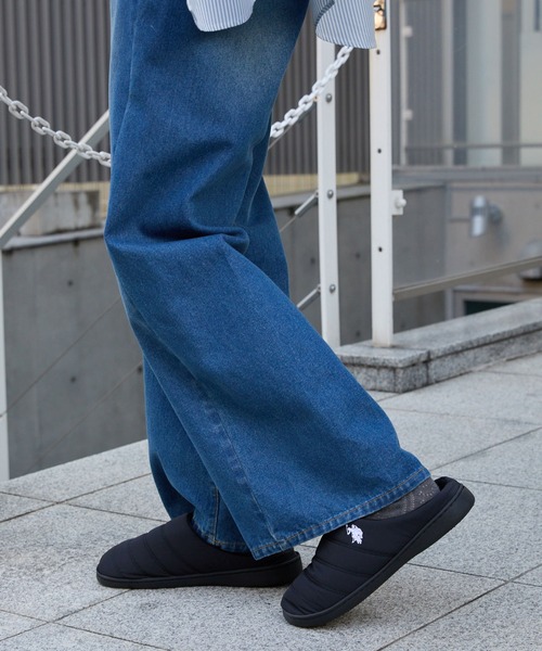 U.S. POLO ASSN.（ユーエスポロアッスン）の「U.S. POLO ASSN. /ユーエスポロアッスン 別注 ロゴワンポイント ダブルステッチ モックシューズ/ウィンターサンダル（サンダル・レディース・ブラック/ライトベージュ/ベージュ/ネイビー・26cm/25cm/24cm/23cm/28cm/27cm）」の12枚目の写真