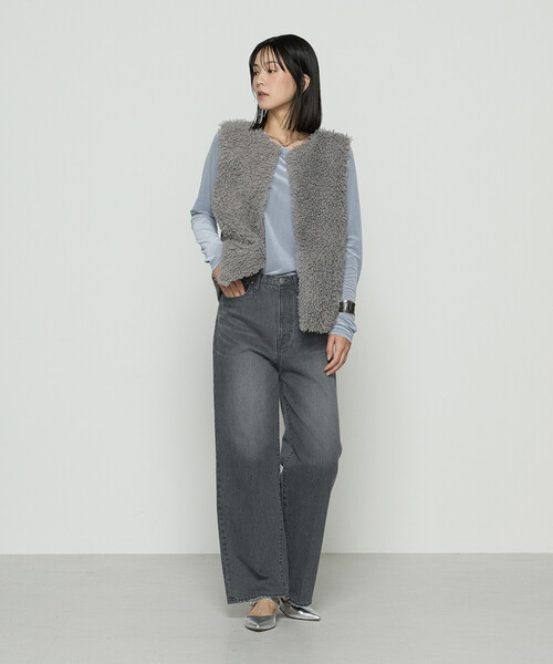 K.T KIYOKO TAKASE（キヨコタカセ）の「10.5オンスセンタープレス ワイドデニムパンツ（デニムパンツ・レディース・グレー/インディゴブルー/ワンウォッシュ・11号/9号/7号）」の4枚目の写真