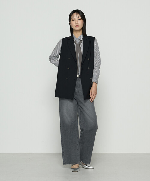 K.T KIYOKO TAKASE（キヨコタカセ）の「10.5オンスセンタープレス ワイドデニムパンツ（デニムパンツ・レディース・グレー/インディゴブルー/ワンウォッシュ・11号/9号/7号）」の6枚目の写真