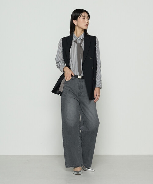 K.T KIYOKO TAKASE（キヨコタカセ）の「10.5オンスセンタープレス ワイドデニムパンツ（デニムパンツ・レディース・グレー/インディゴブルー/ワンウォッシュ・11号/9号/7号）」の7枚目の写真