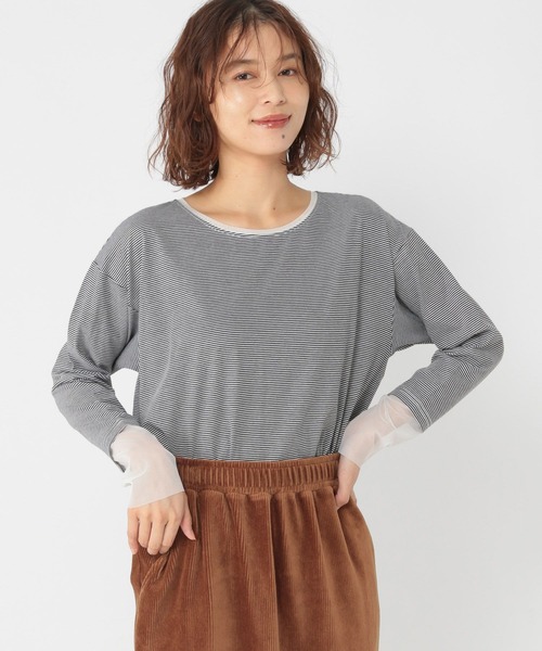 studio CLIP（スタディオクリップ）の「袖シアー切り替えクルーネックプルオーバー（Tシャツ/カットソー・レディース・オフホワイト/ブラック/その他1/その他2/ネイビー/ブラウン/その他3/その他4・MEDIUM/LARGE）」の19枚目の写真