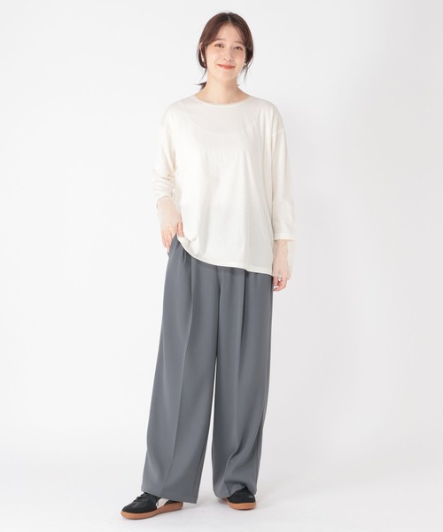 studio CLIP（スタディオクリップ）の「袖シアー切り替えクルーネックプルオーバー（Tシャツ/カットソー・レディース・オフホワイト/ブラック/その他1/その他2/ネイビー/ブラウン/その他3/その他4・MEDIUM/LARGE）」の12枚目の写真