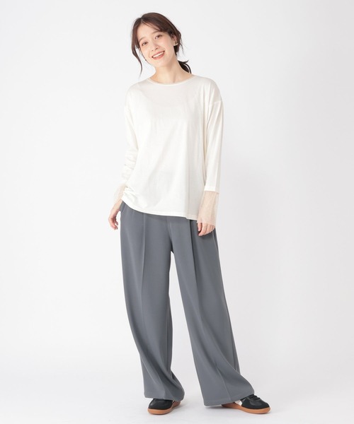 studio CLIP（スタディオクリップ）の「袖シアー切り替えクルーネックプルオーバー（Tシャツ/カットソー・レディース・オフホワイト/ブラック/その他1/その他2/ネイビー/ブラウン/その他3/その他4・MEDIUM/LARGE）」の13枚目の写真