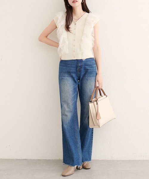 natural couture(ナチュラルクチュール)の「【WEB限定】チュールフリルニットベスト(ベスト・レディース・ベージュ/チャコールグレー/オフホワイト/ブラック・FREE)」の16枚目の写真