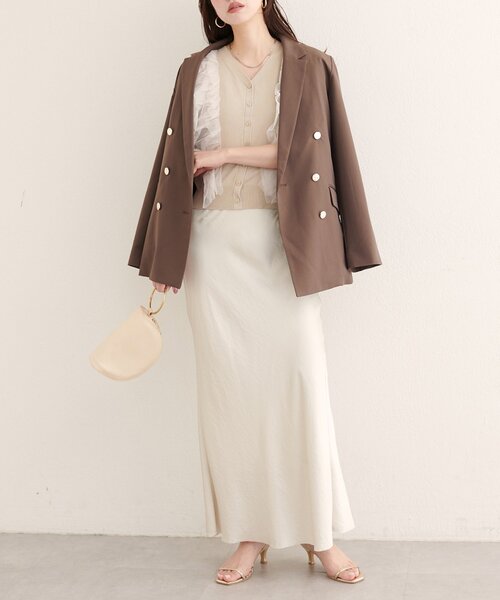 natural couture(ナチュラルクチュール)の「【WEB限定】チュールフリルニットベスト(ベスト・レディース・ベージュ/チャコールグレー/オフホワイト/ブラック・FREE)」の8枚目の写真