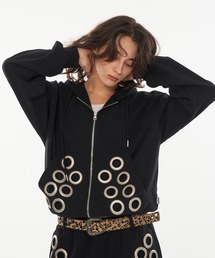 WISH FOR EVER(EBbVtH[Go[)EYELET DESIGN DOUBLE ZIP HOODIE / ACbgfUC_uWbvt[fB(p[J[)