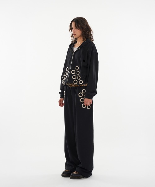 WISH FOR EVER(ウィッシュフォーエバー)の「EYELET DESIGN DOUBLE ZIP HOODIE / アイレットデザインダブルジップフーディ(パーカー・メンズ・ピンク/グレー/ブラック・MEDIUM/LARGE/SMALL)」の15枚目の写真
