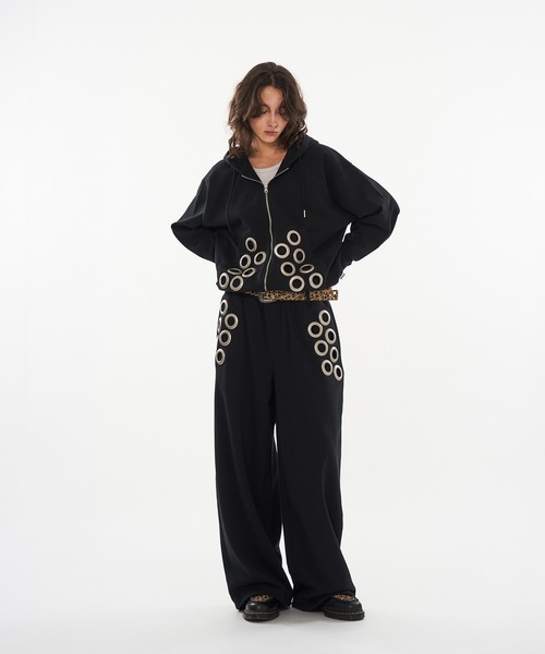 セール】EYELET DESIGN DOUBLE ZIP HOODIE / アイレットデザインダブル