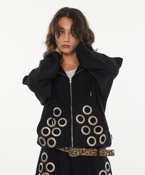 アイレットデザインジップフーディー セール】EYELET DESIGN DOUBLE ZIP HOODIE / アイレットデザイン