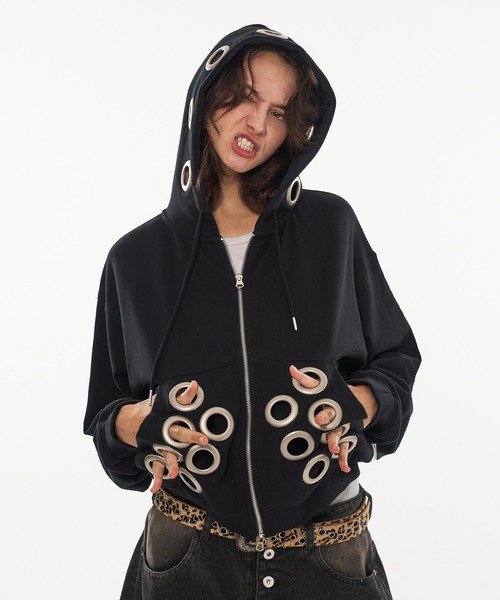 アイレットデザインジップフーディー セール】EYELET DESIGN DOUBLE ZIP HOODIE / アイレットデザイン