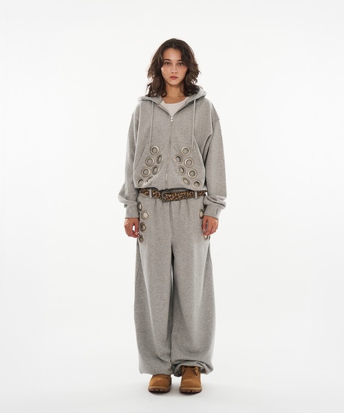 セール】EYELET DESIGN DOUBLE ZIP HOODIE / アイレットデザインダブル