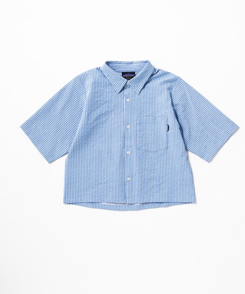 L's]THREE QUARTER SLEEVE SHIRT SEERSUCKER STRIPE/スリークオーター