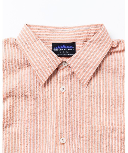 THOUSAND MILE（サウザンドマイル）の「[L's]THREE QUARTER SLEEVE SHIRT SEERSUCKER STRIPE/スリークオータースリーブシャツ シアサッカーストライプ（シャツ/ブラウス・レディース・オレンジ系その他/ブルー系その他/グリーン系その他・FREE）」の4枚目の写真