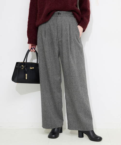 SLOBE IENA（スローブイエナ）の「ツイードリラックススラックス（スラックス・レディース・ブラック/ベージュ・36/38）」の2枚目の写真