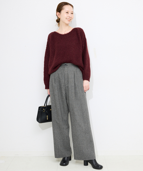 SLOBE IENA（スローブイエナ）の「ツイードリラックススラックス（スラックス・レディース・ブラック/ベージュ・36/38）」の3枚目の写真