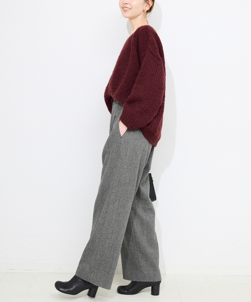 SLOBE IENA（スローブイエナ）の「ツイードリラックススラックス（スラックス・レディース・ブラック/ベージュ・36/38）」の4枚目の写真