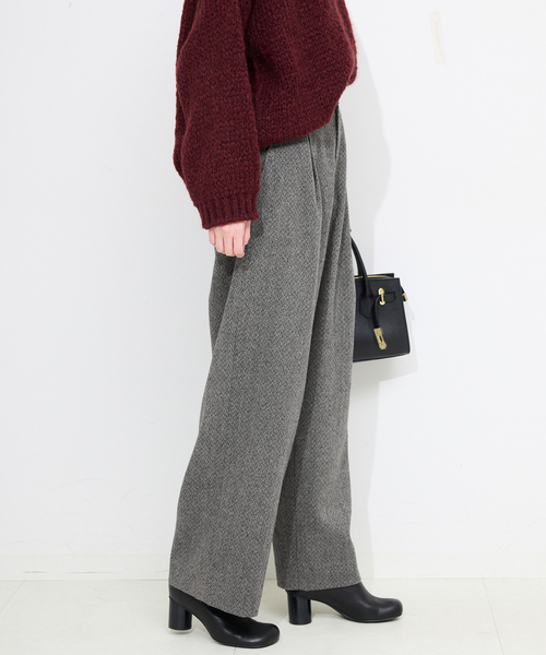 SLOBE IENA（スローブイエナ）の「ツイードリラックススラックス（スラックス・レディース・ブラック/ベージュ・36/38）」の9枚目の写真