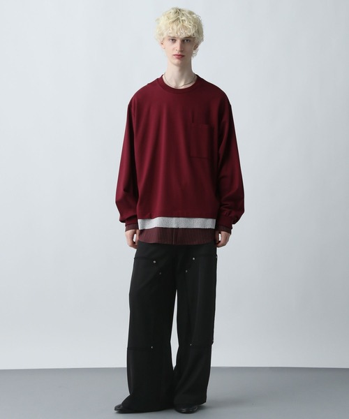 HARE（ハレ）の「ダブルニーワイドパンツ(HARE)（その他パンツ・メンズ・ブラック/ライトグレー・MEDIUM/SMALL）」の4枚目の写真