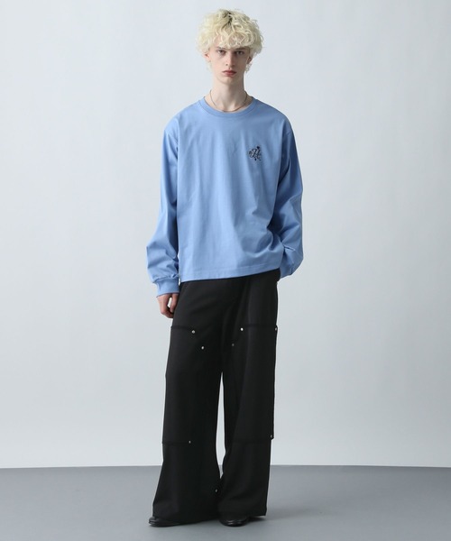 HARE（ハレ）の「ダブルニーワイドパンツ(HARE)（その他パンツ・メンズ・ブラック/ライトグレー・MEDIUM/SMALL）」の5枚目の写真