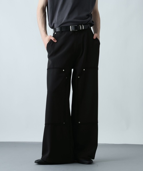 HARE（ハレ）の「ダブルニーワイドパンツ(HARE)（その他パンツ・メンズ・ブラック/ライトグレー・MEDIUM/SMALL）」の9枚目の写真