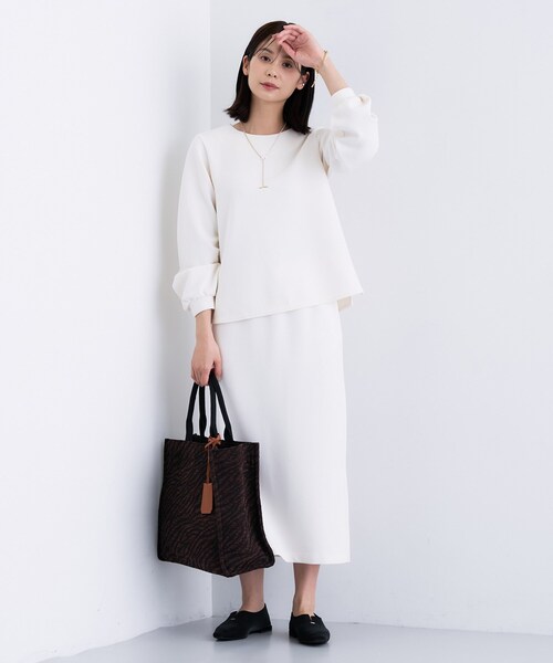 INDIVI（インディヴィ）の「【SETUP可能／Iライン】ダンボールジャージスカート（スカート・レディース・オフホワイト/チャコールグレー/ネイビー・05/13/15 /36/38/40/19）」の7枚目の写真