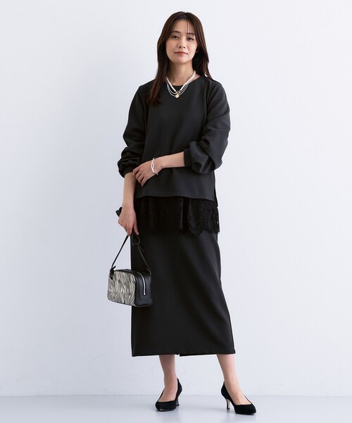 INDIVI（インディヴィ）の「【SETUP可能／Iライン】ダンボールジャージスカート（スカート・レディース・オフホワイト/チャコールグレー/ネイビー・05/13/15 /36/38/40/19）」の10枚目の写真