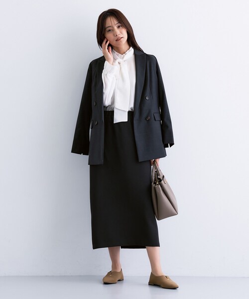 INDIVI（インディヴィ）の「【SETUP可能／Iライン】ダンボールジャージスカート（スカート・レディース・オフホワイト/チャコールグレー/ネイビー・05/13/15 /36/38/40/19）」の11枚目の写真