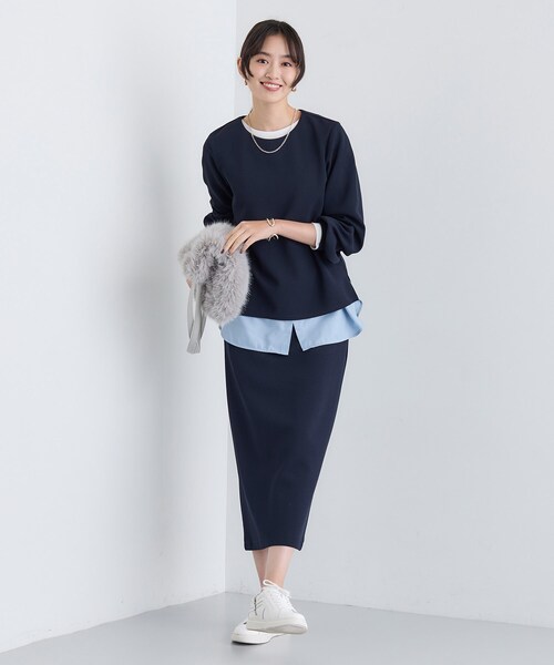 INDIVI（インディヴィ）の「【SETUP可能／Iライン】ダンボールジャージスカート（スカート・レディース・オフホワイト/チャコールグレー/ネイビー・05/13/15 /36/38/40/19）」の15枚目の写真