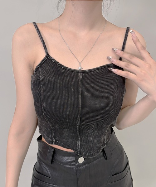 FOLLOWIN（フォロウィン）の「[SET UP]ヴィンテージショートフーディ＆リブキャミセット（パーカー・レディース・チャコールグレー・FREE）」の11枚目の写真