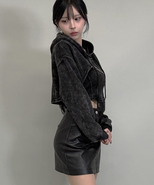 FOLLOWIN（フォロウィン）の「[SET UP]ヴィンテージショートフーディ＆リブキャミセット（パーカー・レディース・チャコールグレー・FREE）」の7枚目の写真