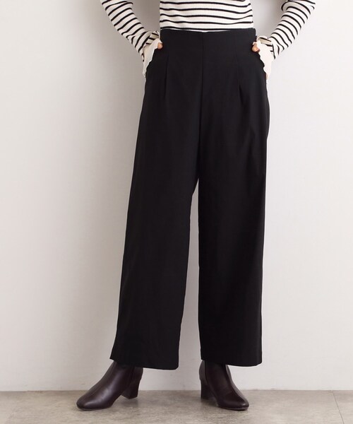 grove（グローブ）の「【選べる着丈/多機能】裏起毛ハイパーストレッチワイドパンツ（その他パンツ・レディース・ベージュ系1/ナチュラル/ブラック/アイボリー系1/ダークブラウン系1・03/02/01/04/23/22/21/13/12/11/05）」の2枚目の写真