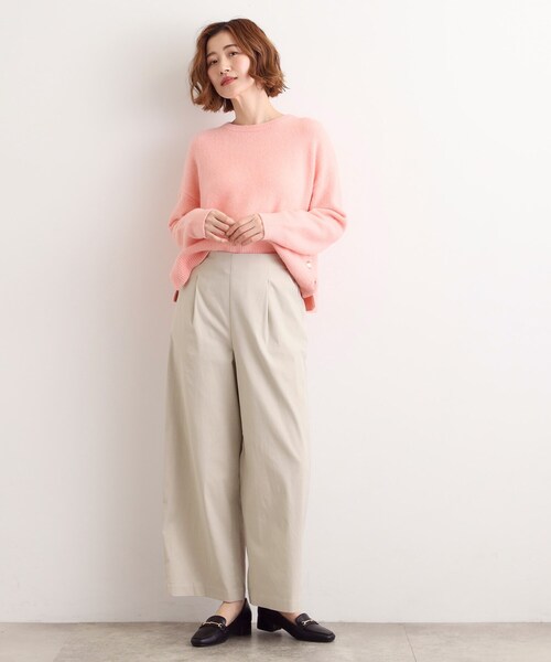 grove（グローブ）の「【選べる着丈/多機能】裏起毛ハイパーストレッチワイドパンツ（その他パンツ・レディース・ベージュ系1/ナチュラル/ブラック/アイボリー系1/ダークブラウン系1・03/02/01/04/23/22/21/13/12/11/05）」の6枚目の写真