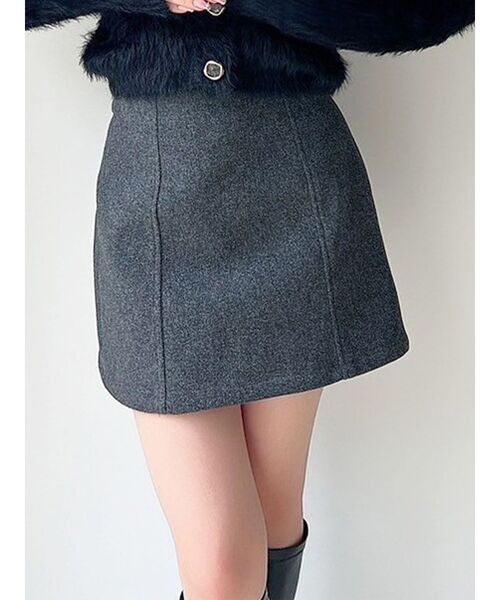 RESEXXY（リゼクシー）の「台形ミニスカート（スカート・レディース・チャコールグレー/アイボリー/ブラック・FREE）」の3枚目の写真