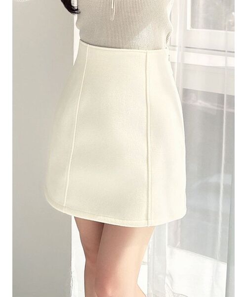 RESEXXY（リゼクシー）の「台形ミニスカート（スカート・レディース・チャコールグレー/アイボリー/ブラック・FREE）」の2枚目の写真