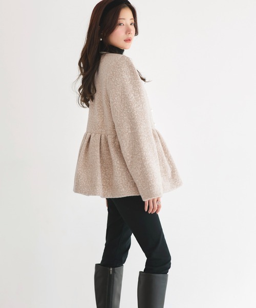 RUIRUE BOUTIQUE(ルイルエブティック)の「テディボア ペプラム パーティー ジャケット | アウター / ボアコート / コート / ショートコート(その他アウター・レディース・サンドベージュ/ナチュラル/グレー・L/M)」の5枚目の写真
