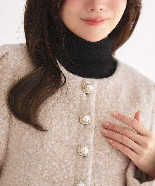 RUIRUE BOUTIQUE(ルイルエブティック)の「テディボア ペプラム パーティー ジャケット | アウター / ボアコート / コート / ショートコート(その他アウター・レディース・サンドベージュ/ナチュラル/グレー・L/M)」の6枚目の写真