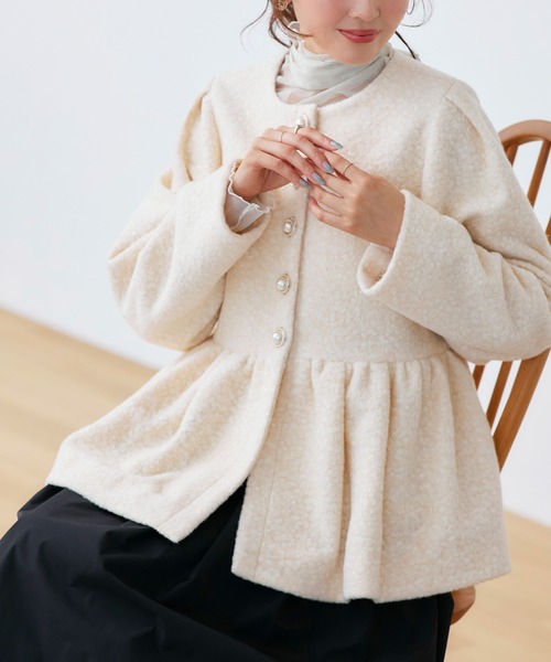 RUIRUE BOUTIQUE(ルイルエブティック)の「テディボア ペプラム パーティー ジャケット | アウター / ボアコート / コート / ショートコート(その他アウター・レディース・サンドベージュ/ナチュラル/グレー・L/M)」の10枚目の写真