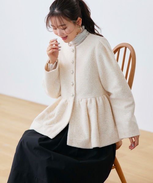 RUIRUE BOUTIQUE(ルイルエブティック)の「テディボア ペプラム パーティー ジャケット | アウター / ボアコート / コート / ショートコート(その他アウター・レディース・サンドベージュ/ナチュラル/グレー・L/M)」の11枚目の写真