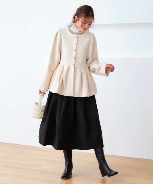RUIRUE BOUTIQUE(ルイルエブティック)の「テディボア ペプラム パーティー ジャケット | アウター / ボアコート / コート / ショートコート(その他アウター・レディース・サンドベージュ/ナチュラル/グレー・L/M)」の12枚目の写真