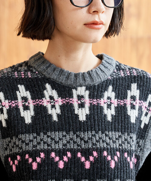 FREAK'S STORE（フリークスストア）の「限定展開 ノルディックニットベスト（ベスト・レディース・チャコールグレー/オフホワイト/ネイビー・ﾌﾘ-）」の8枚目の写真