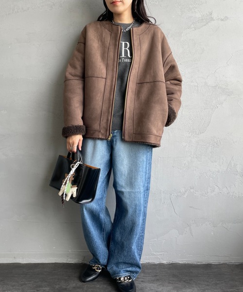 MICA&DEAL/マイカアンドディール] リバーシブル ボアショートコート